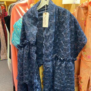 Blue Lace Floral Shawl